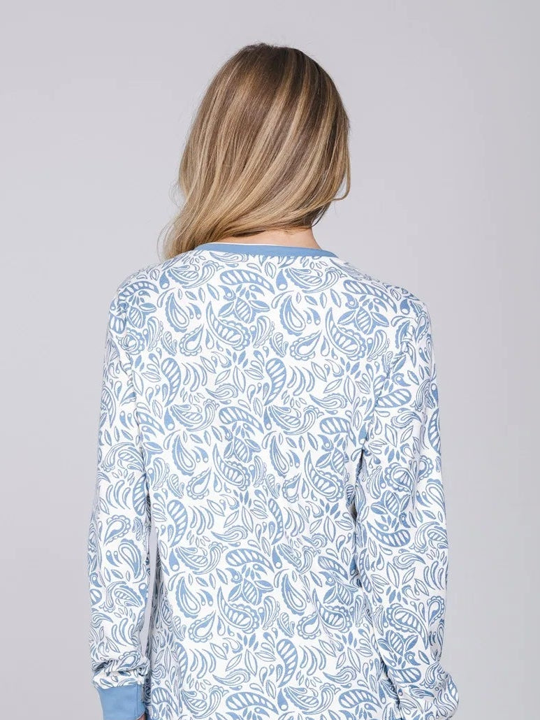 Pastunette Dikke Pyjama met knoopsluiting serie Soft Paisley - 121262-172-1 - Blauw