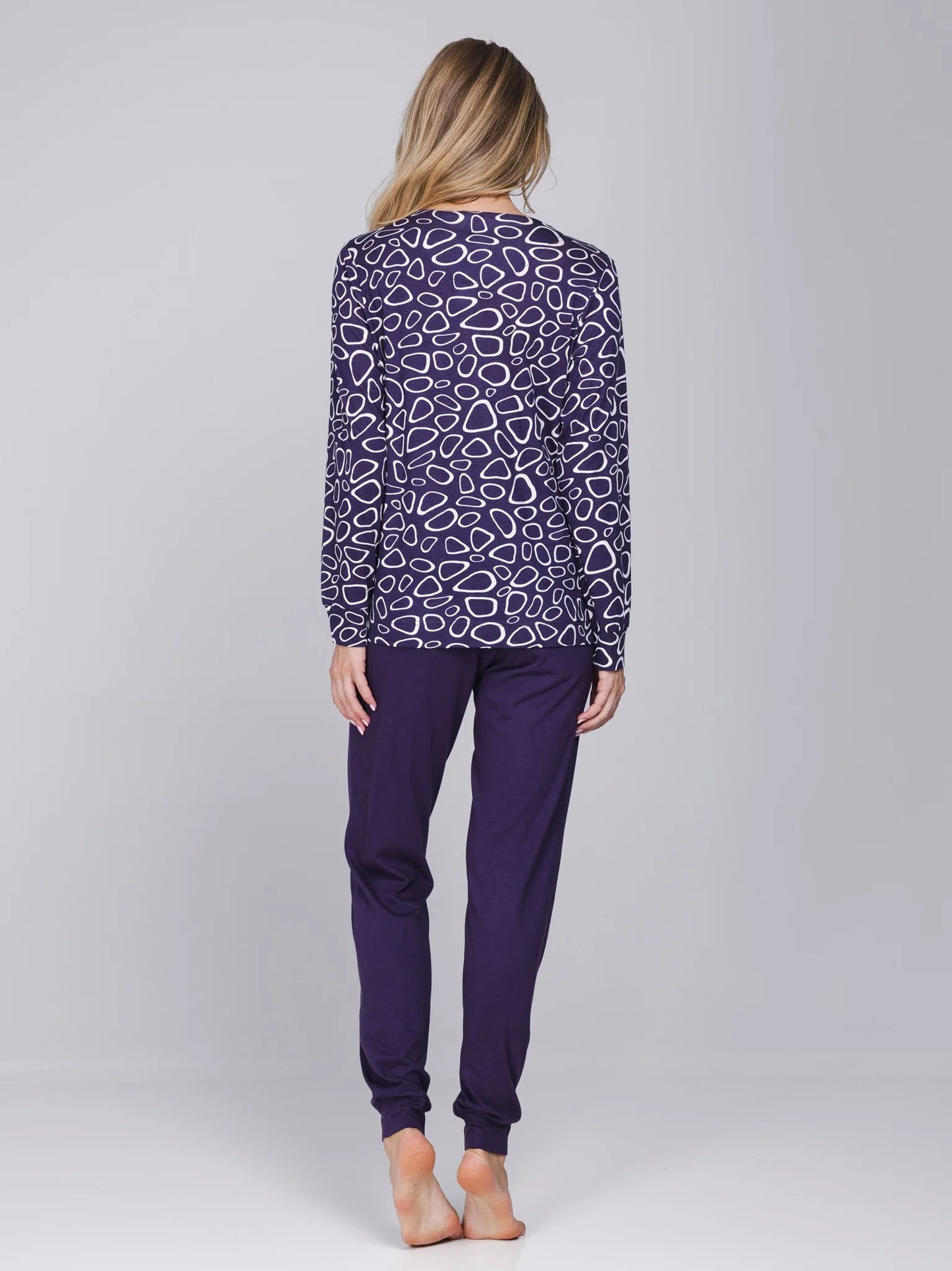 Pastunette Pyjama met boorden - Purple Pebbles 121262-176-1 - Donker Paars