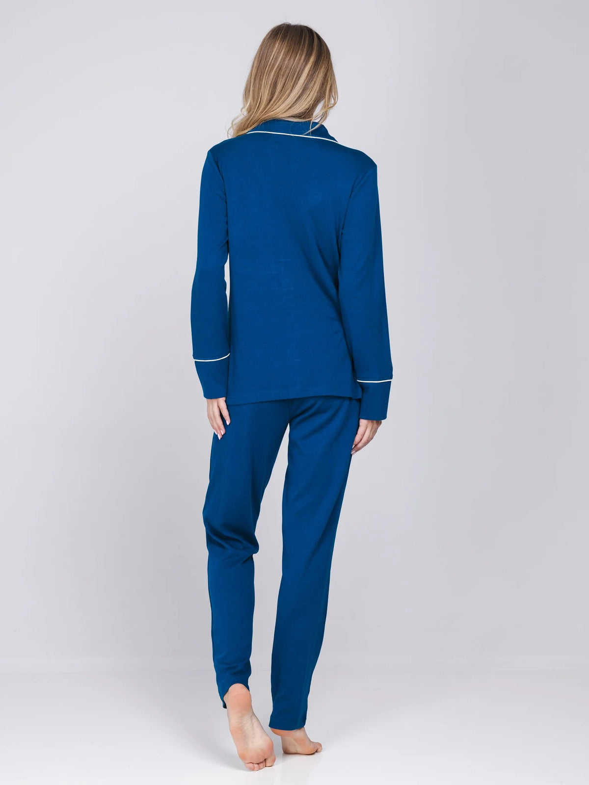 Pastunette Premium doorknoop Pyjama met kraag - Blue Mirage 121262-226-1 - Donker Blauw