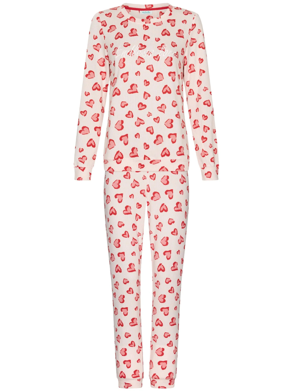 Rebelle warme Pyjama met boorden - Endless Love 121262-600-1 - Roze/rood