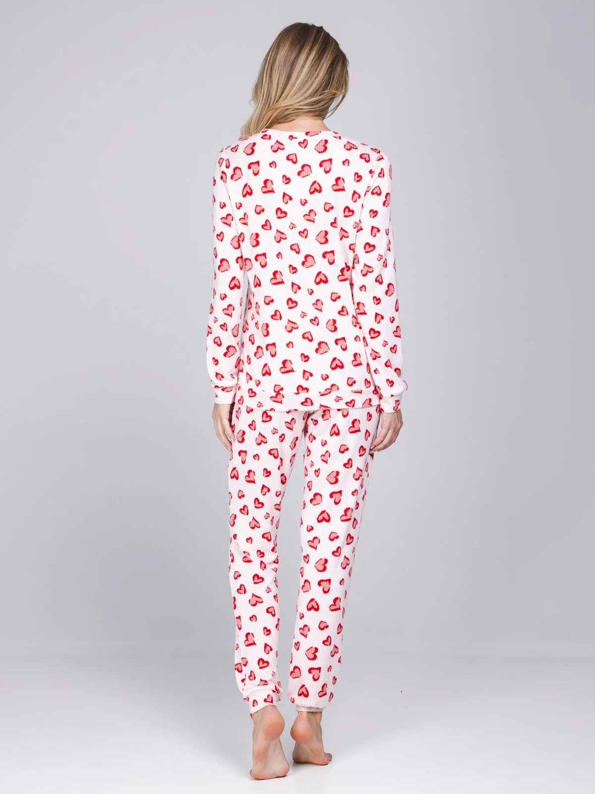 Rebelle warme Pyjama met boorden - Endless Love 121262-600-1 - Roze/rood