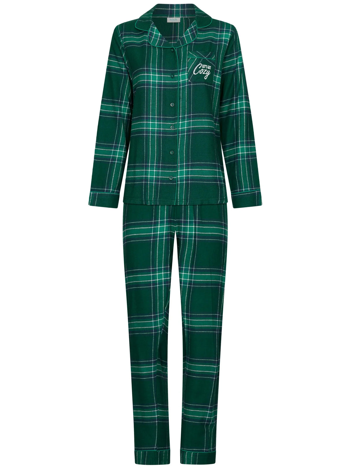 Rebelle Pyjama Flanel doorknoop ruit - Cosy 121262-624-2 - Groen