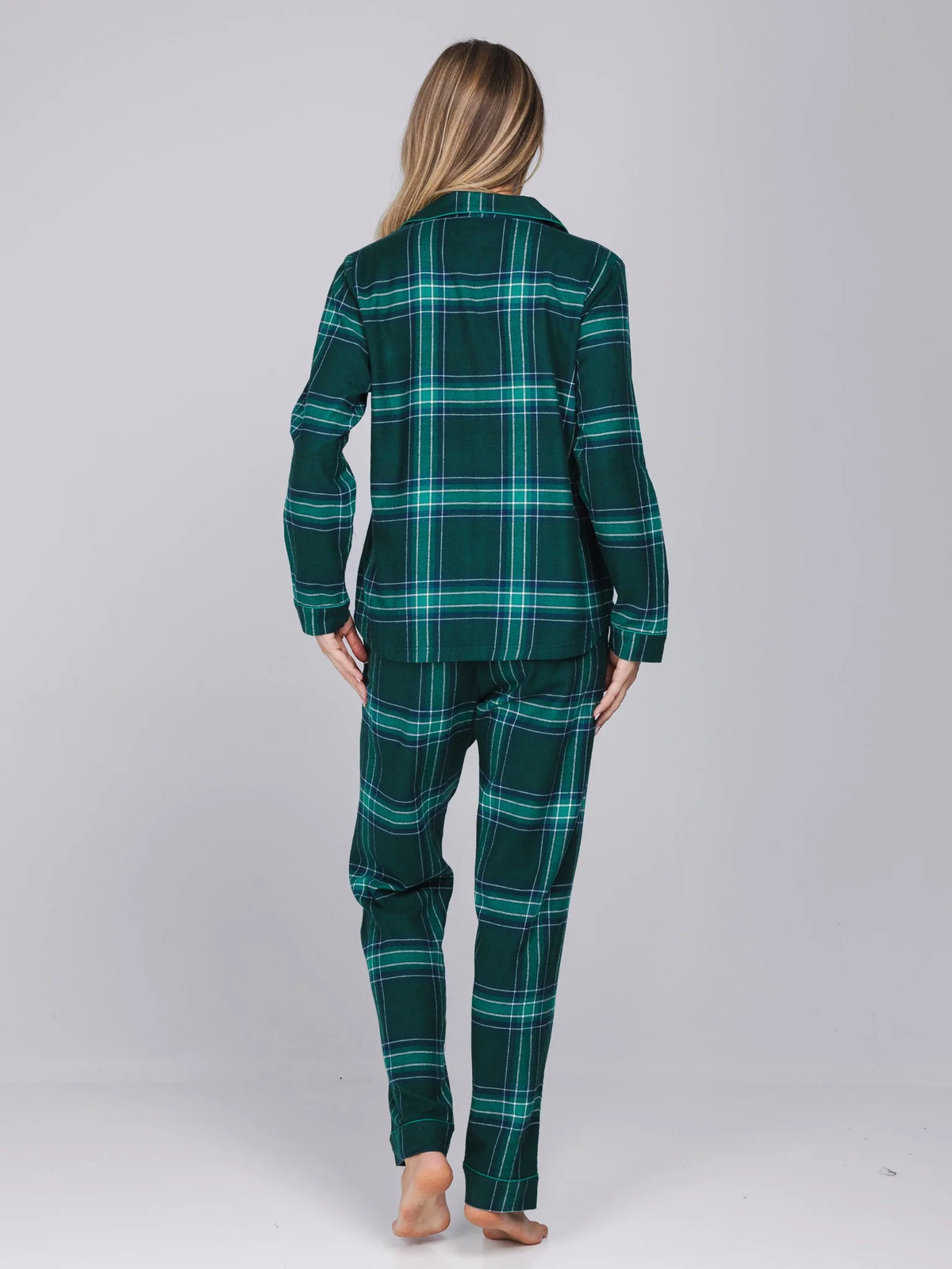 Rebelle Pyjama Flanel doorknoop ruit - Cosy 121262-624-2 - Groen