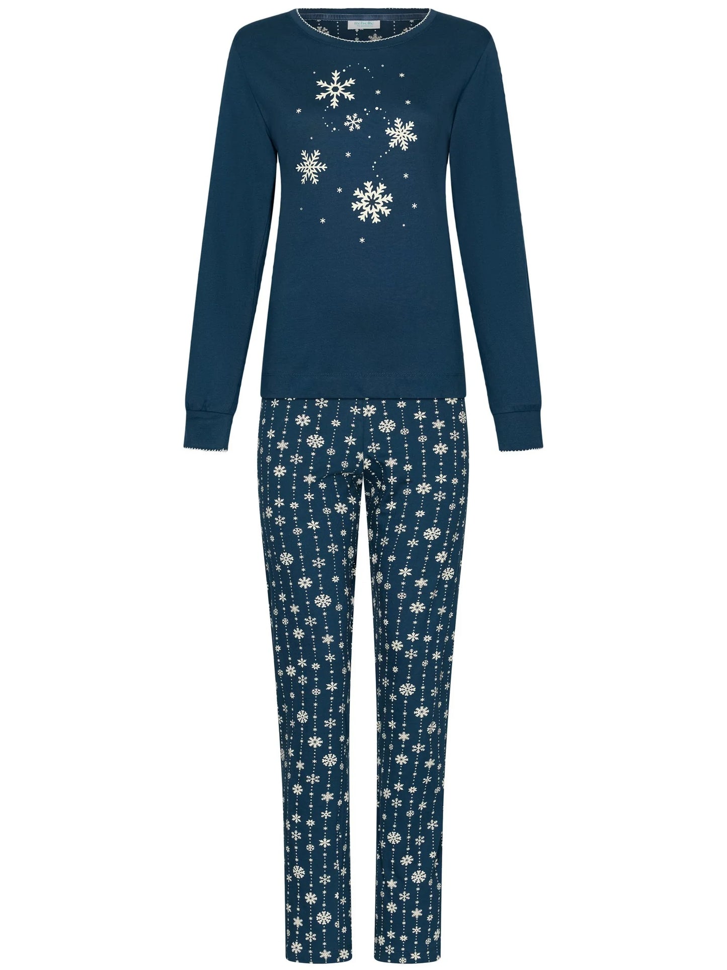 Rebelle Pyjama met boorden serie Snowy Sparkles - 121262-630-1 - Donker Blauw