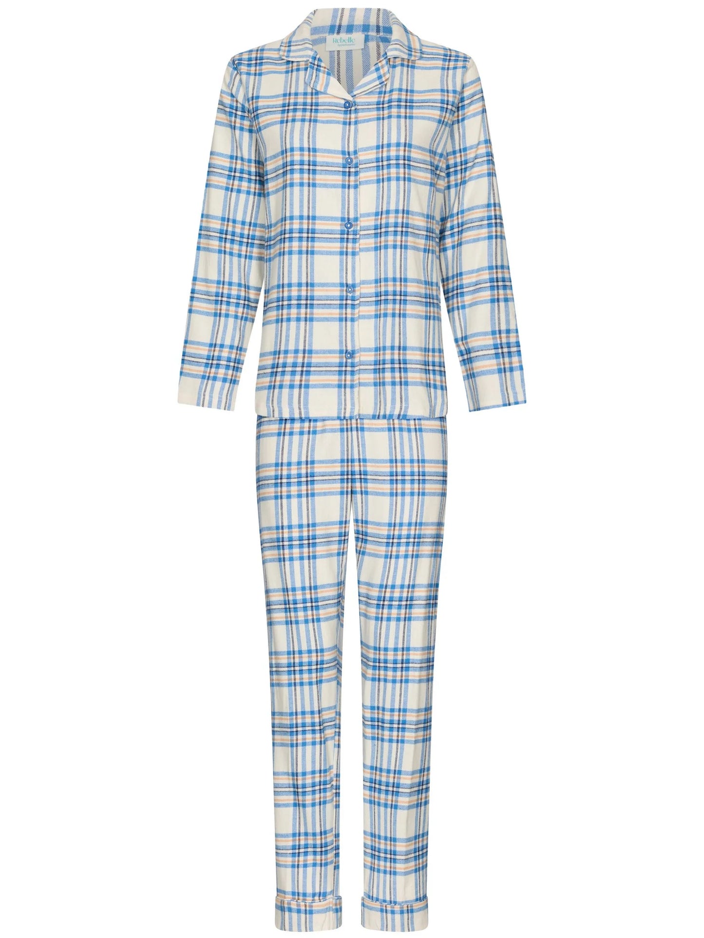 Rebelle Pyjama Flanel doorknoop ruit - Checks 121262-638-1 - Blauw
