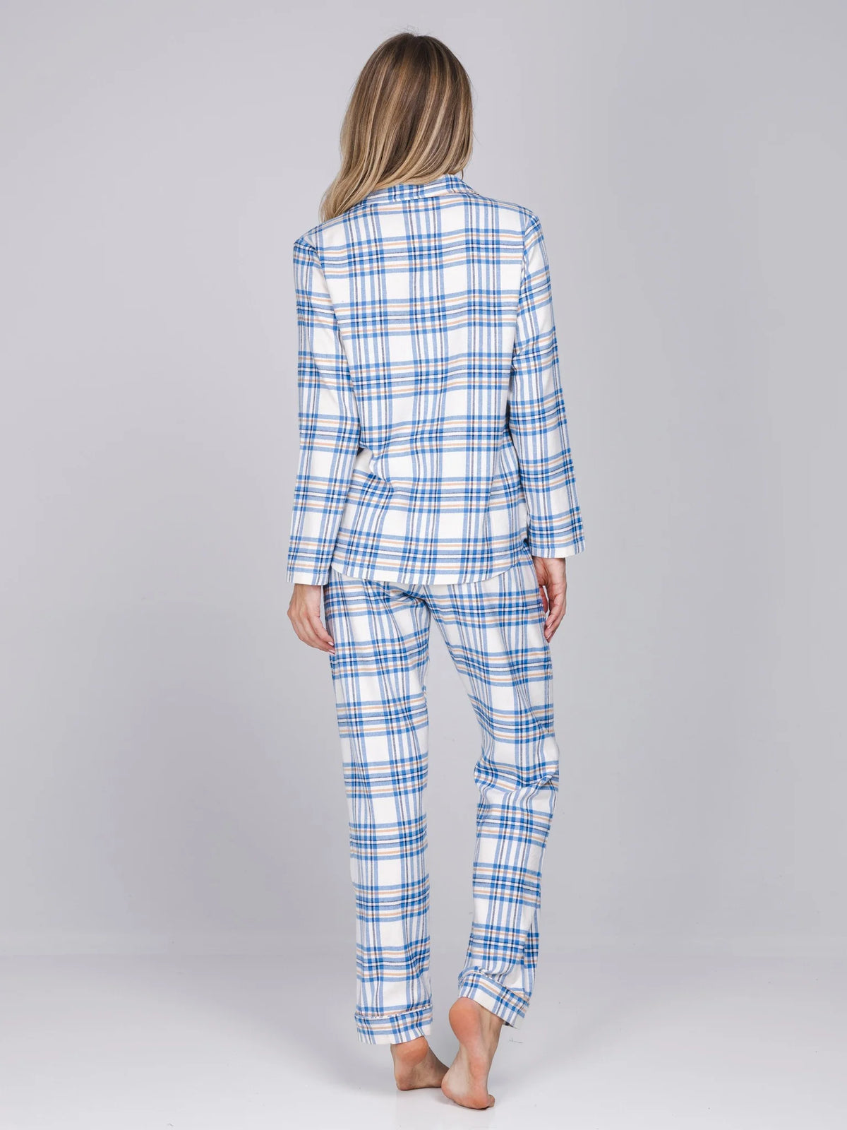 Rebelle Pyjama Flanel doorknoop ruit - Checks 121262-638-1 - Blauw