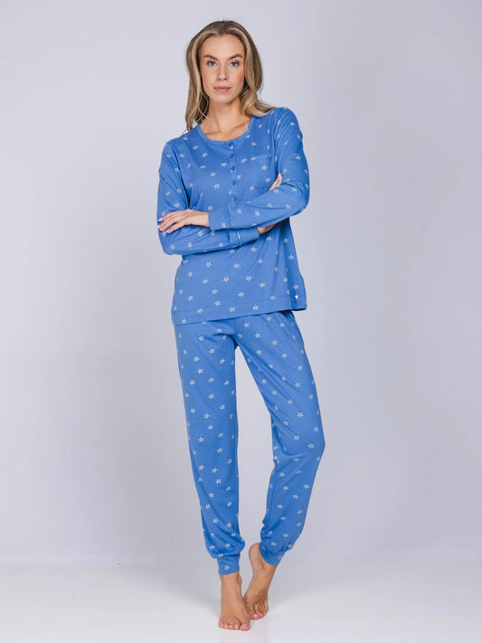 Rebelle Pyjama met boorden serie Starry Night - 121262-630-1 - Blauw