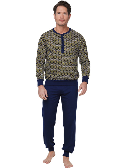 Pastunette heren pyjama met boorden grafische print - Adventure 122252-508-1 - Blauw