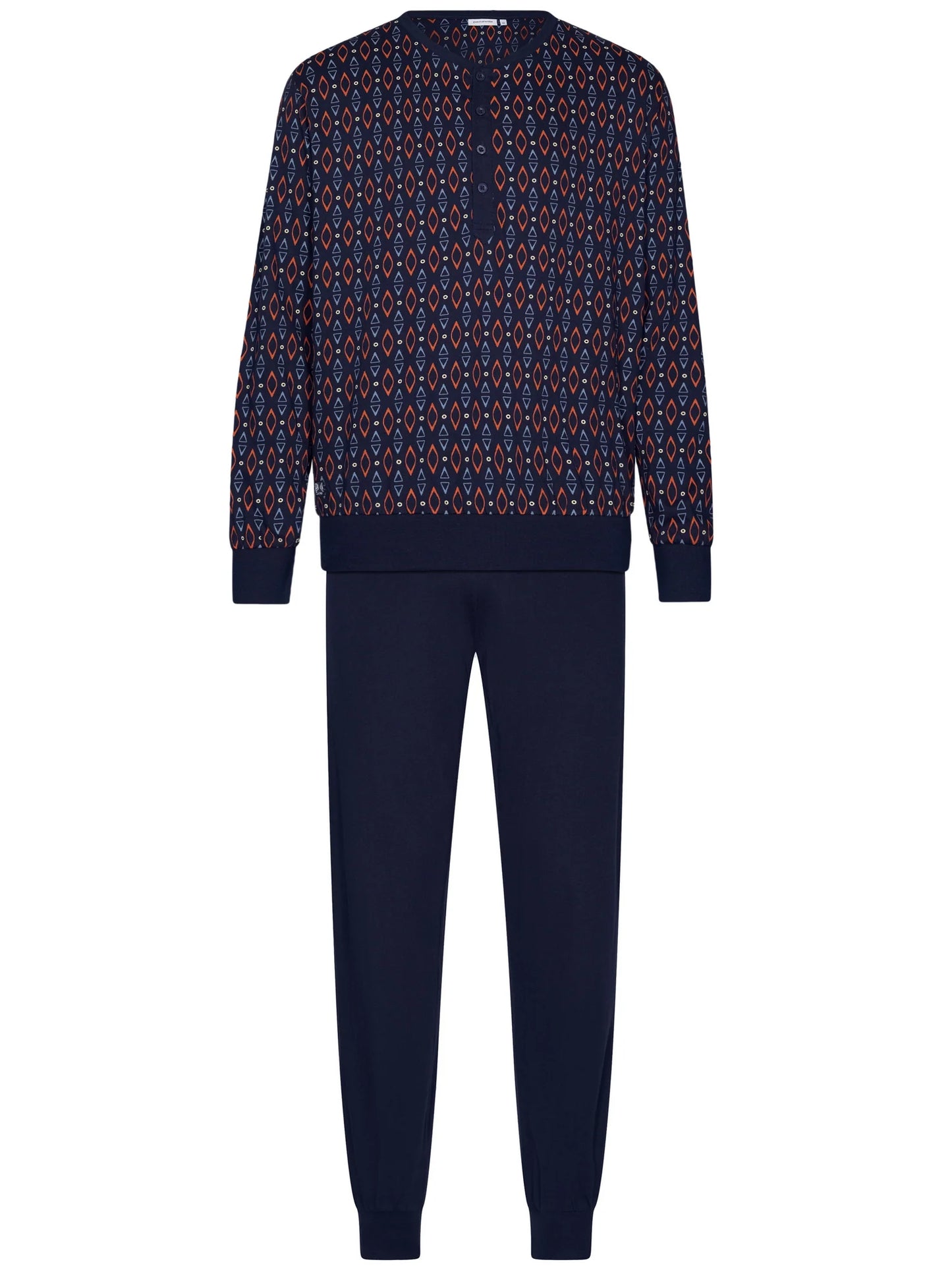 Pastunette heren pyjama knoopsluiting met boorden - Navy Nights 122252-514-1 - Donker blauw