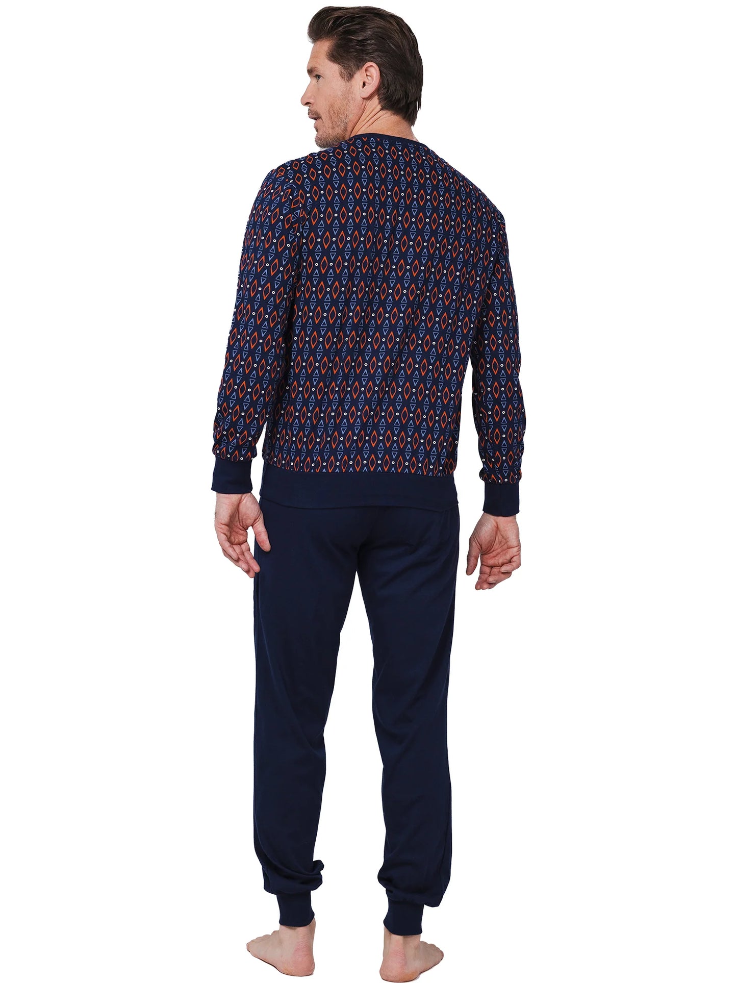 Pastunette heren pyjama knoopsluiting met boorden - Navy Nights 122252-514-1 - Donker blauw
