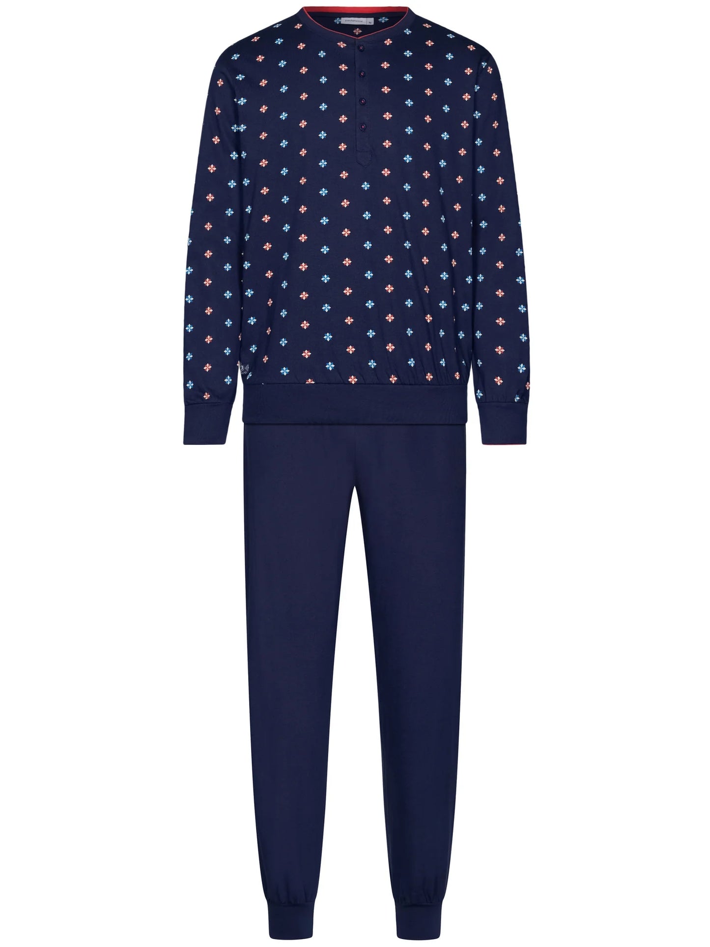 Pastunette heren pyjama met boorden grafische bloem - Lunar 122252-530-1 - Donker blauw