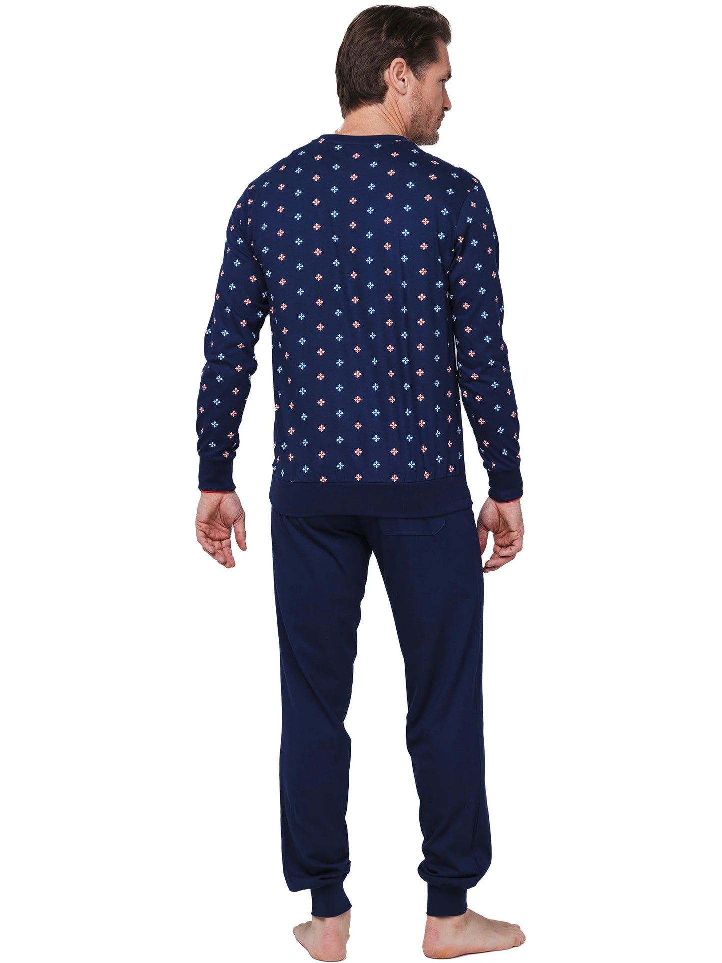 Pastunette heren pyjama met boorden grafische bloem - Lunar 122252-530-1 - Donker blauw