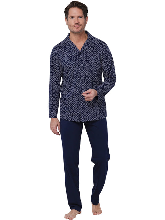 Pastunette doorknoop heren pyjama - serie Linear 122252-544-2 - donker blauw