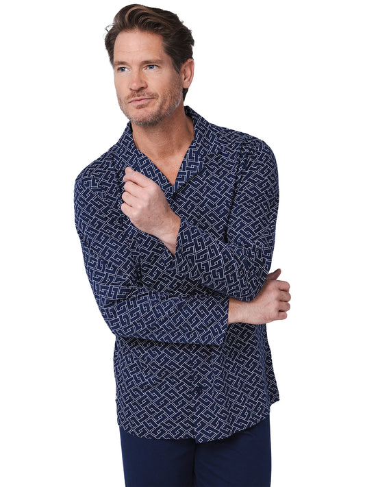 Pastunette doorknoop heren pyjama - serie Linear 122252-544-2 - donker blauw