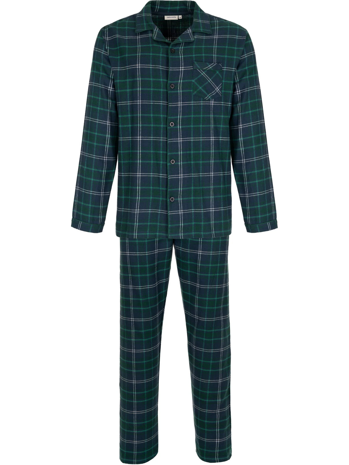 Pastunette heren pyjama flannel kraag doorknoop - Lodge 122262-540-2 - Donker blauw geruit