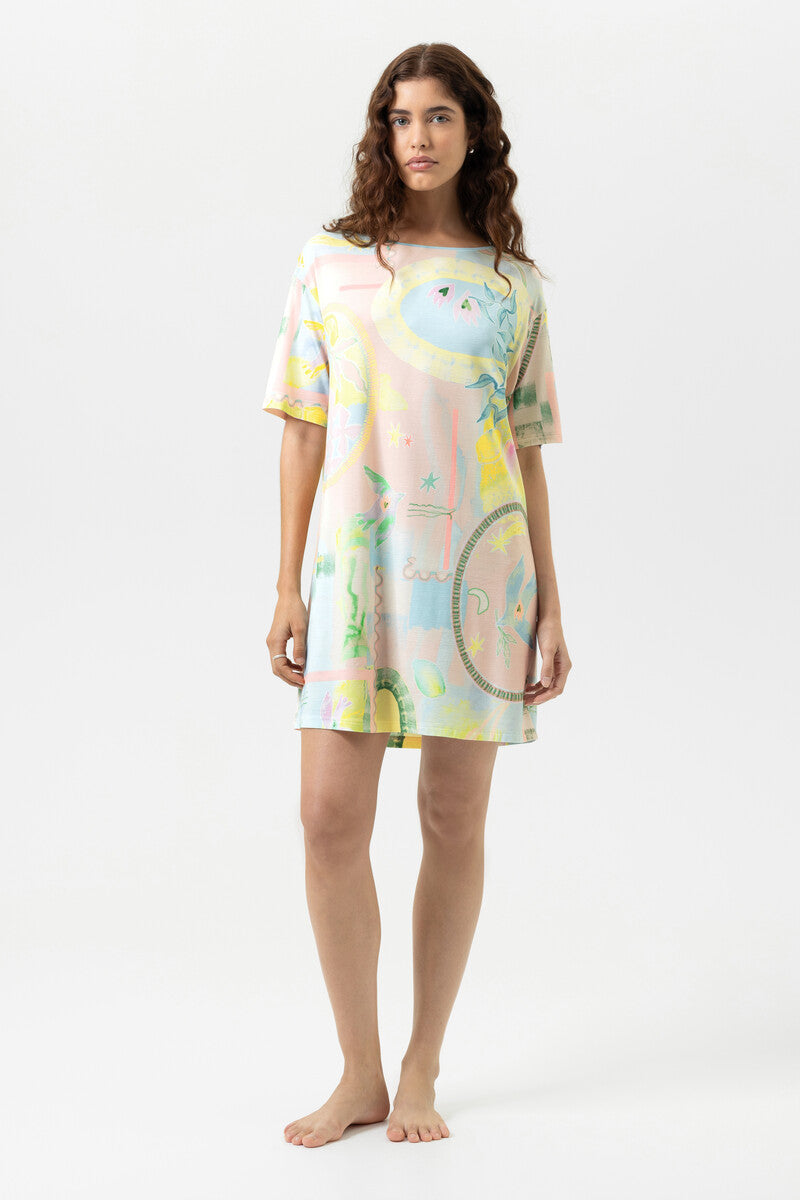 Mey Nachthemd bigshirt korte mouw - Serie Mystic Voyage 1230127 - Breezy Blue