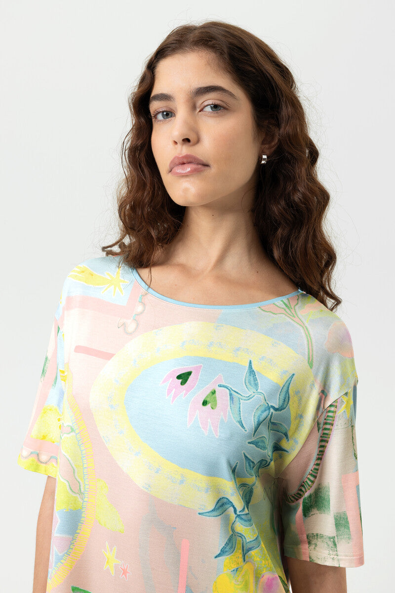 Mey Nachthemd bigshirt korte mouw - Serie Mystic Voyage 1230127 - Breezy Blue