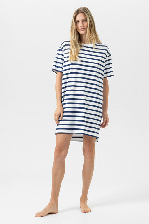 Mey Nachthemd korte mouw - Breezy Stripes 1230136 - Blue Zodiac