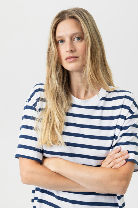 Mey Nachthemd korte mouw - Breezy Stripes 1230136 - Blue Zodiac