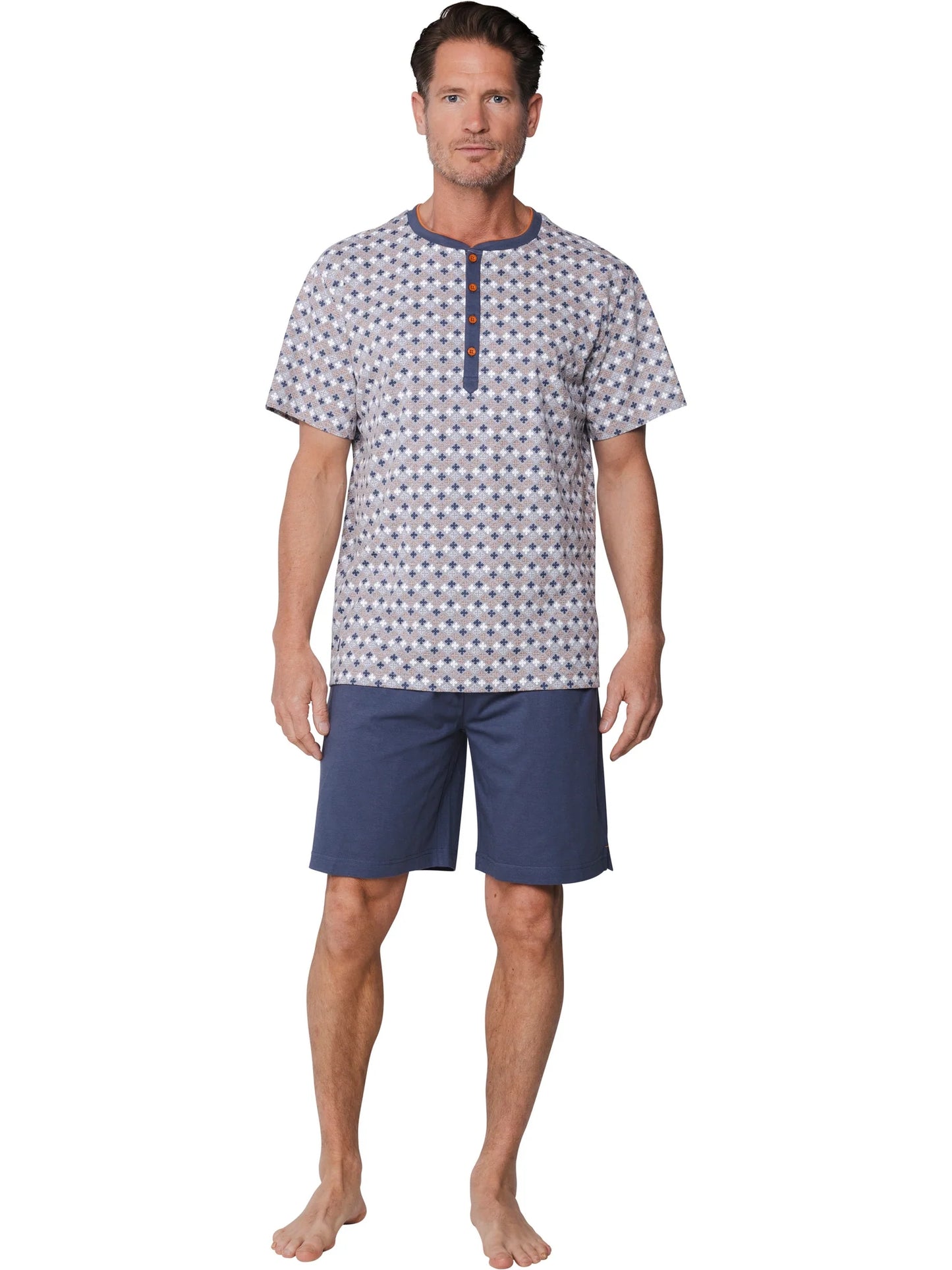 Pastunette heren shortama grafische print - 132261-532-1 - Donker grijs