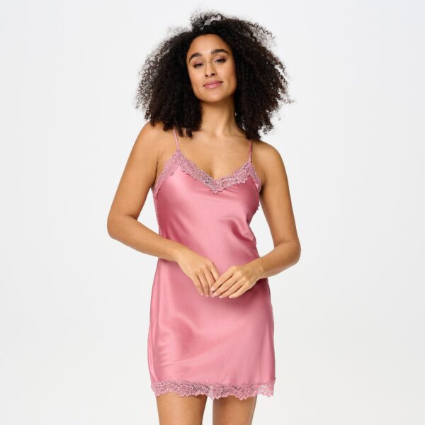 Lingadore spaghetti nachthemd satijn met kant - Daily 1400CH-1-Y26 - Dusty Rose (12)