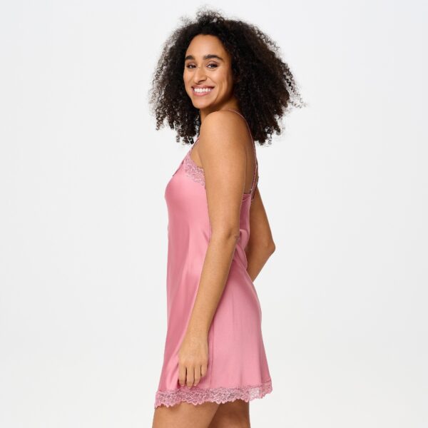 Lingadore spaghetti nachthemd satijn met kant - Daily 1400CH-1-Y26 - Dusty Rose (12)