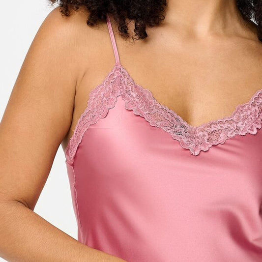 Lingadore spaghetti nachthemd satijn met kant - Daily 1400CH-1-Y26 - Dusty Rose (12)
