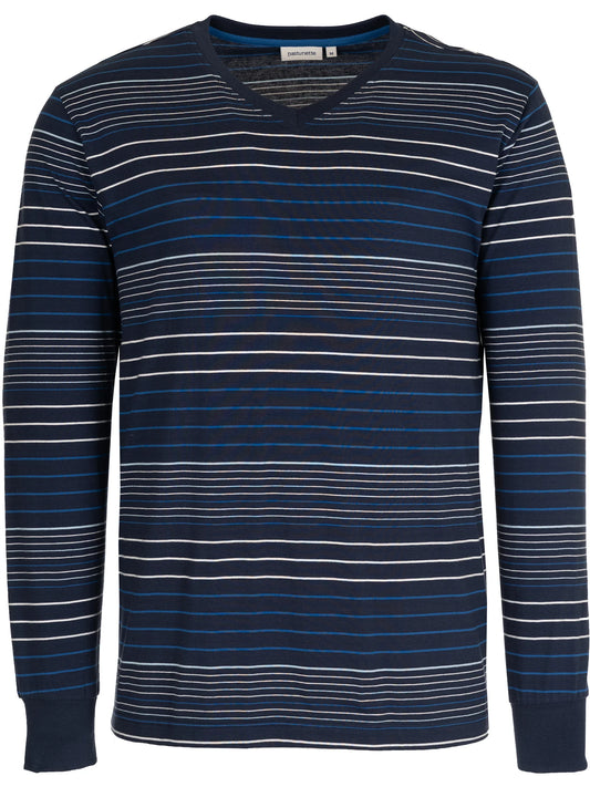Pastunette heren pyjamashirt gestreept met boorden - 142199-504-1 - Donker Blauw