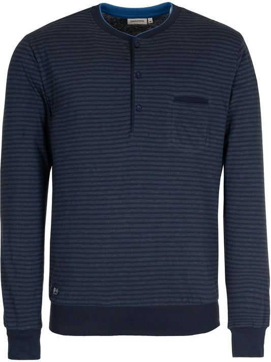 Pastunette heren pyjamashirt gestreept met boorden - 142199-508-1 - Donker Blauw