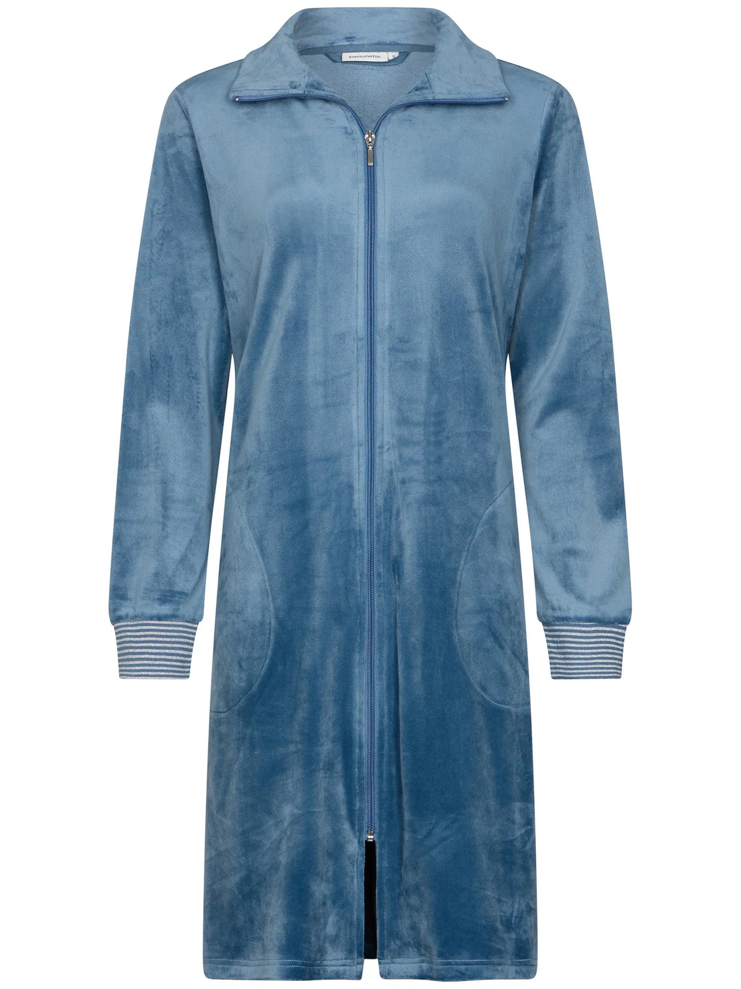 Pastunette badjas velours met rits - Blue Mirage 171252-108-1 - Blauw