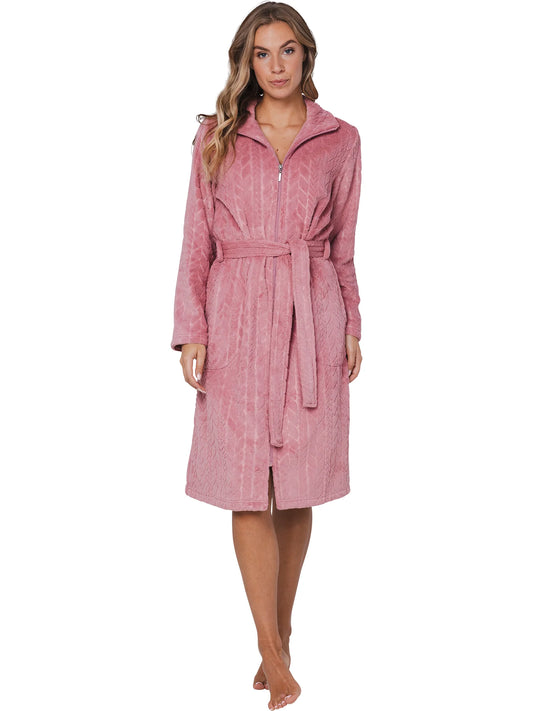 Pastunette badjas fleece met rits - Stream 171252-170-2 - Dark Pink