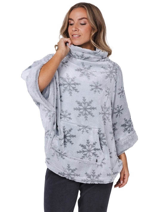 Rebelle Poncho Fleece met ijskristallen - Silver Frost 171252-656-1 - Grijs