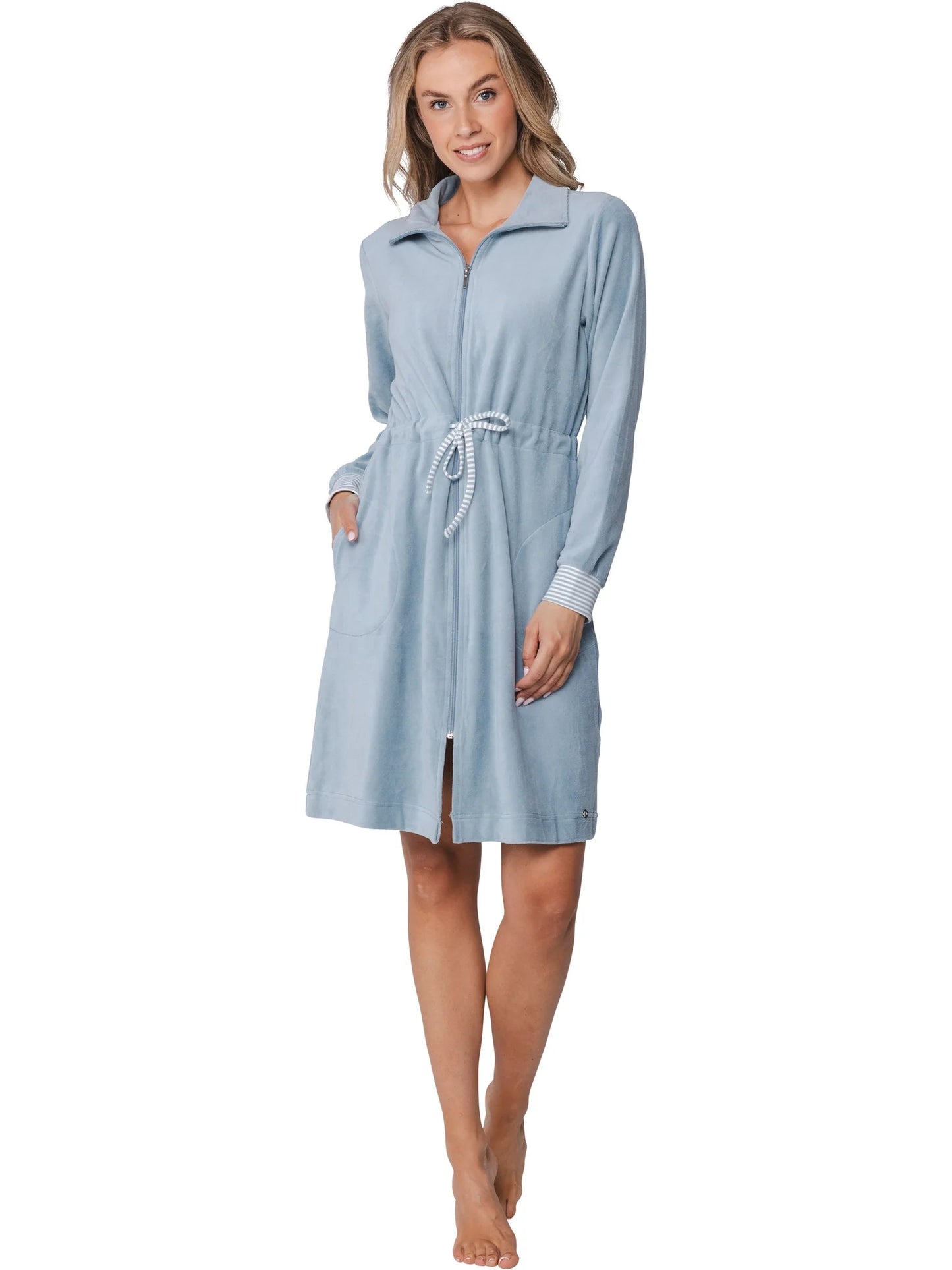 Pastunette badjas ochtendjas met rits - Stone Blue 171261-124-1 - Licht blauw (nicky velours)