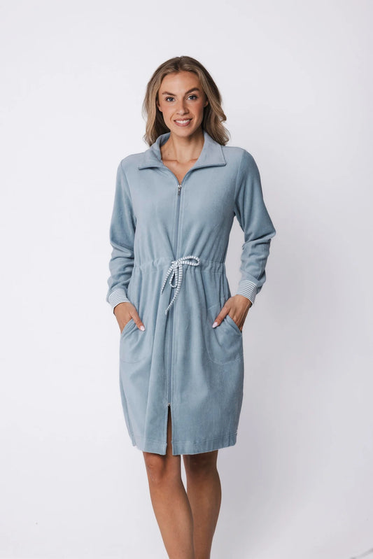 Pastunette badjas ochtendjas met rits - Stone Blue 171261-124-1 - Licht blauw (nicky velours)