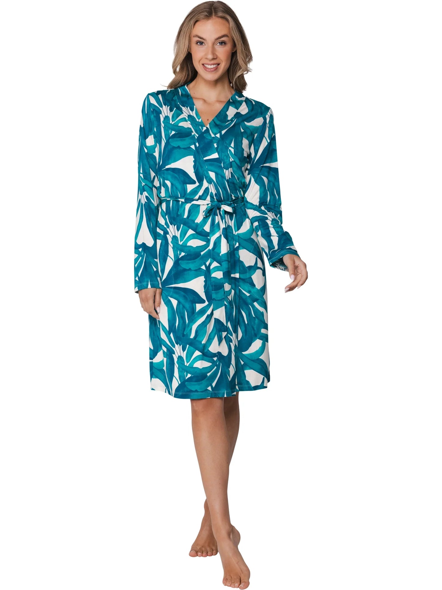 Pastunette premium kimono ochtendjas - Emerald Oasis 171261-200-2 - Turquoise