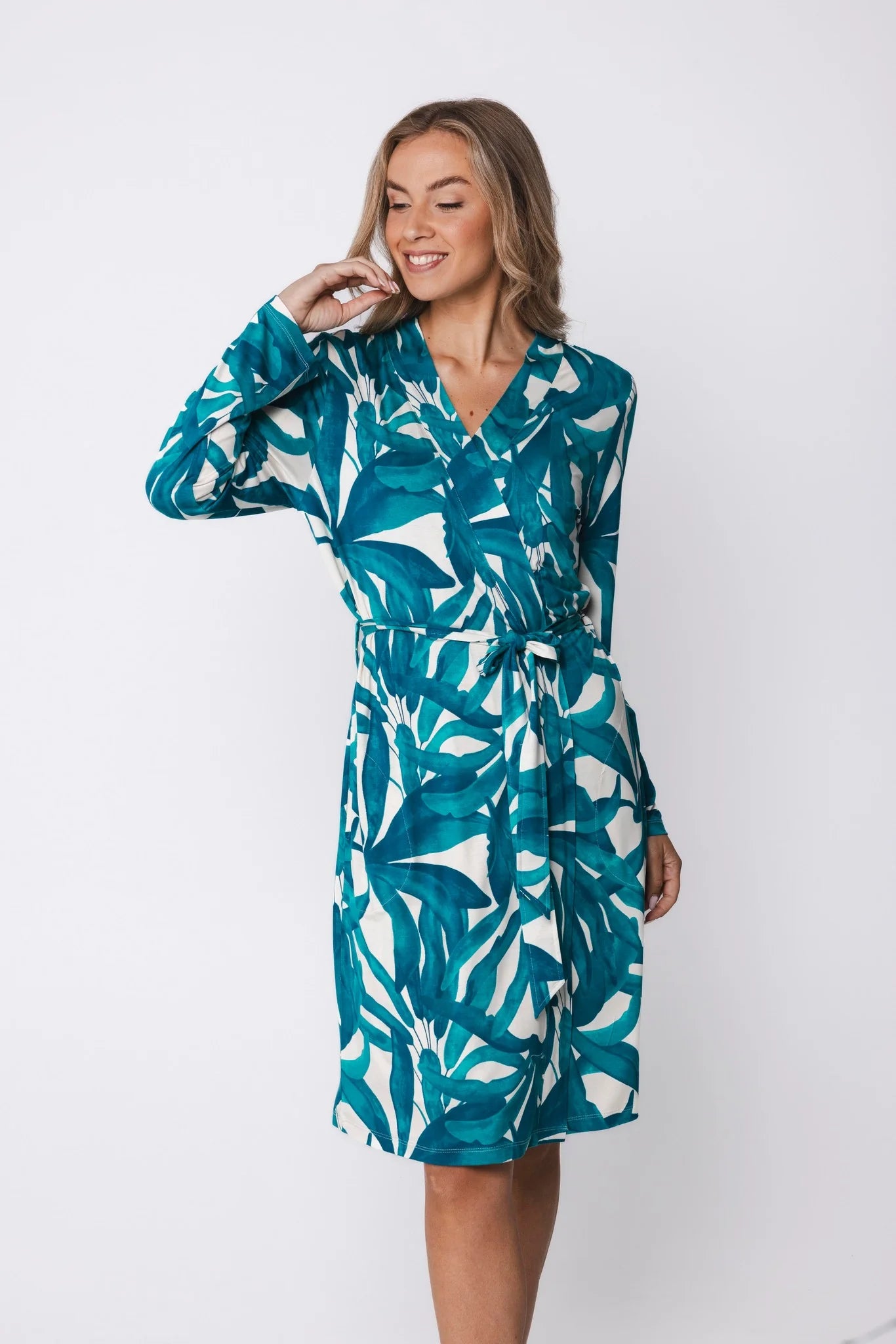 Pastunette premium kimono ochtendjas - Emerald Oasis 171261-200-2 - Turquoise