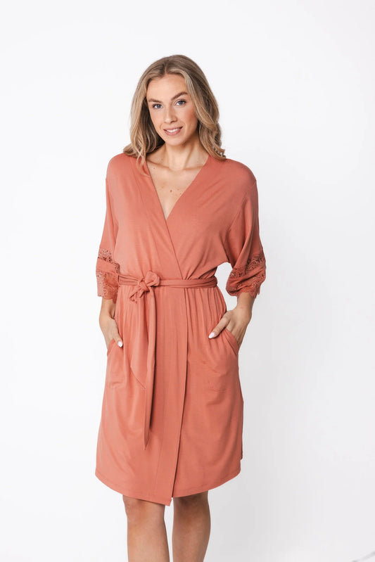 Pastunette premium kimono ochtendjas - Lace 171261-230-1 - Bruin