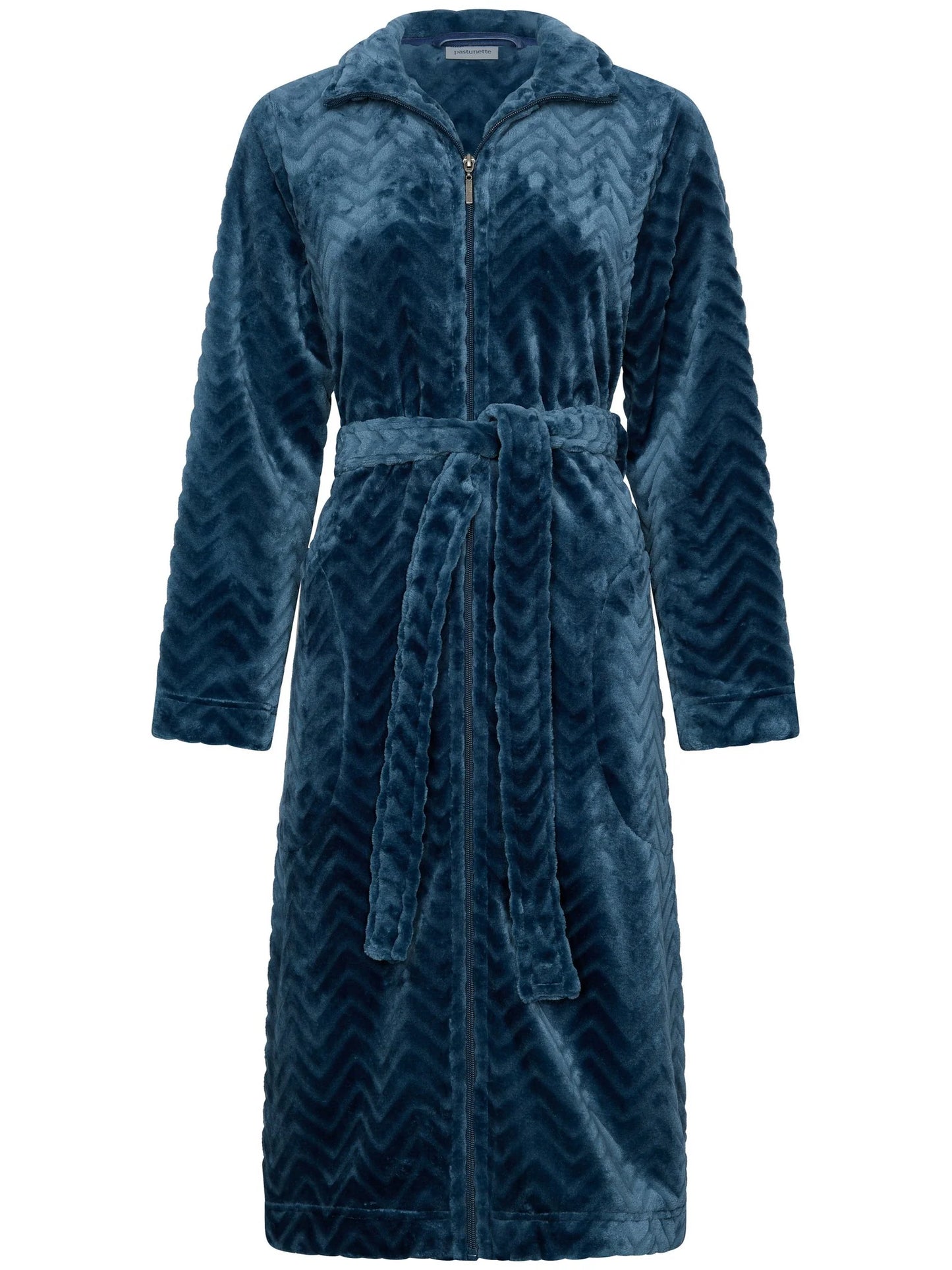 Pastunette badjas fleece met rits - Nordic bloom 171262-106-3 - Donker blauw