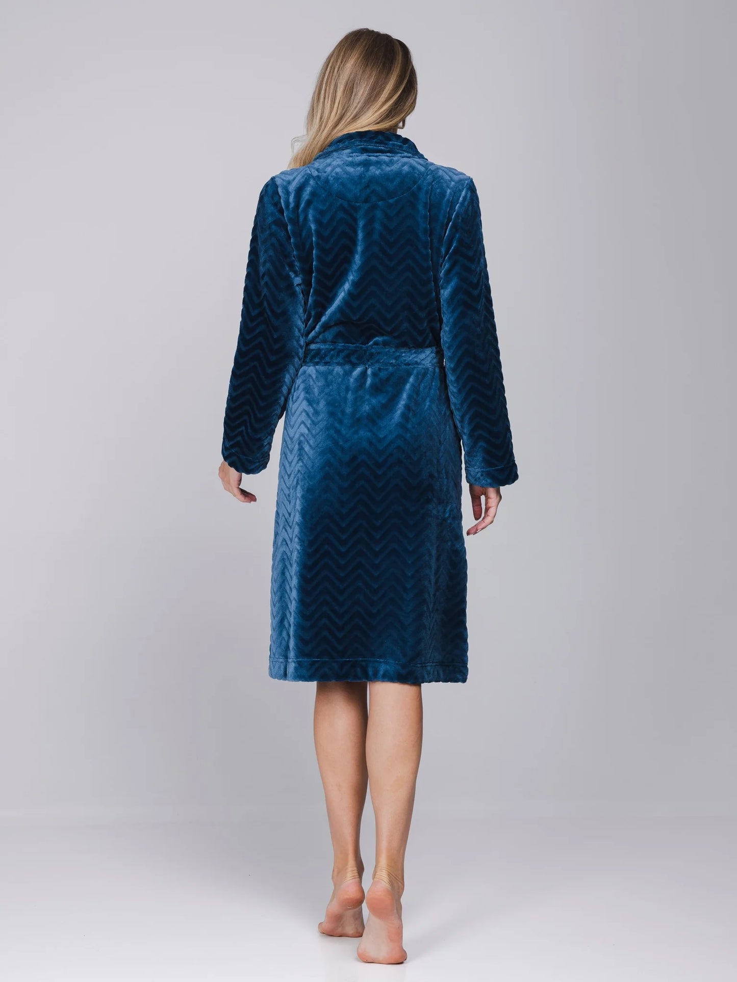 Pastunette badjas fleece met rits - Nordic bloom 171262-106-3 - Donker blauw
