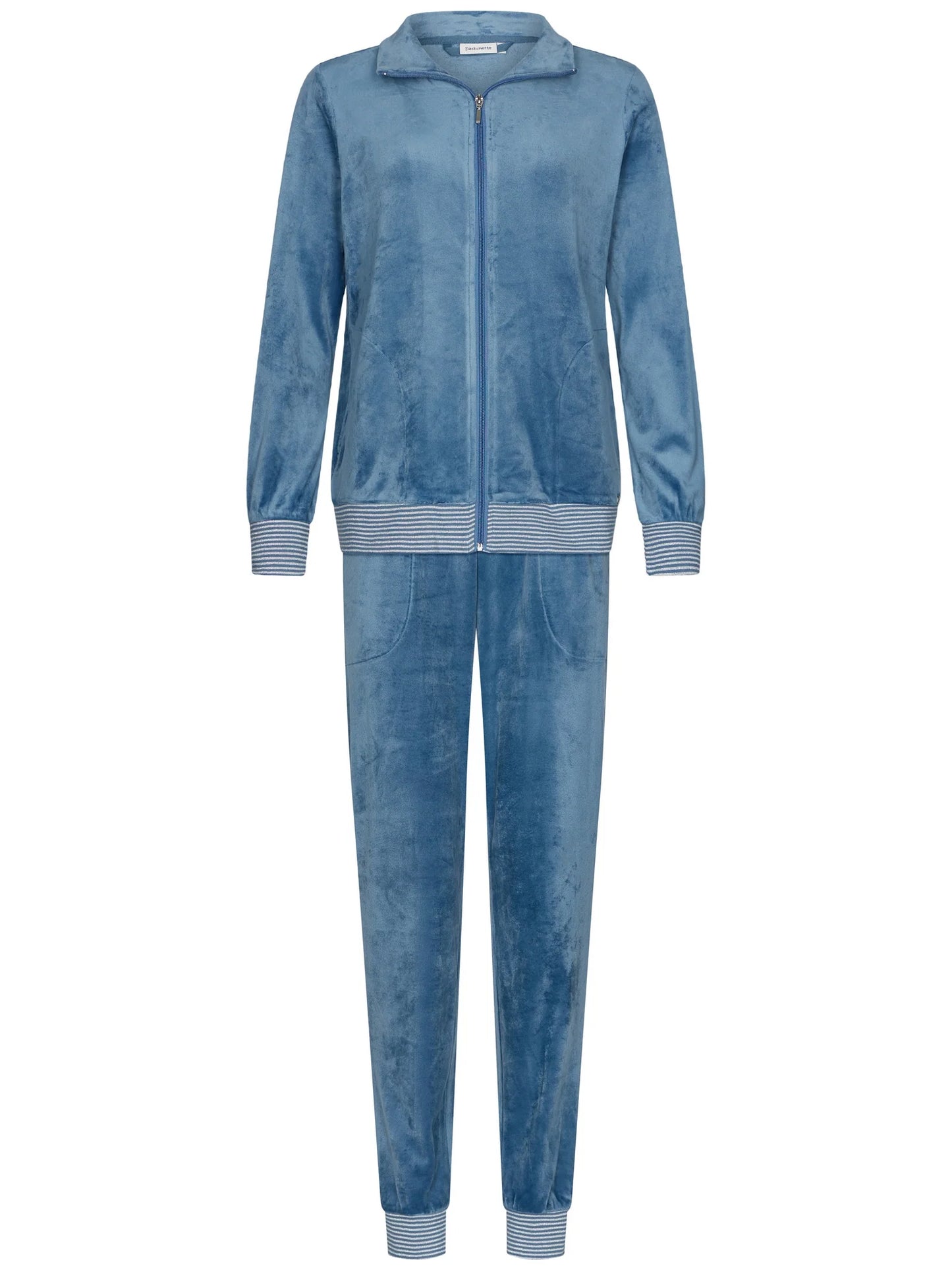 Pastunette huispak velours met rits - Blue Mirage 181252-108-1 - Blauw