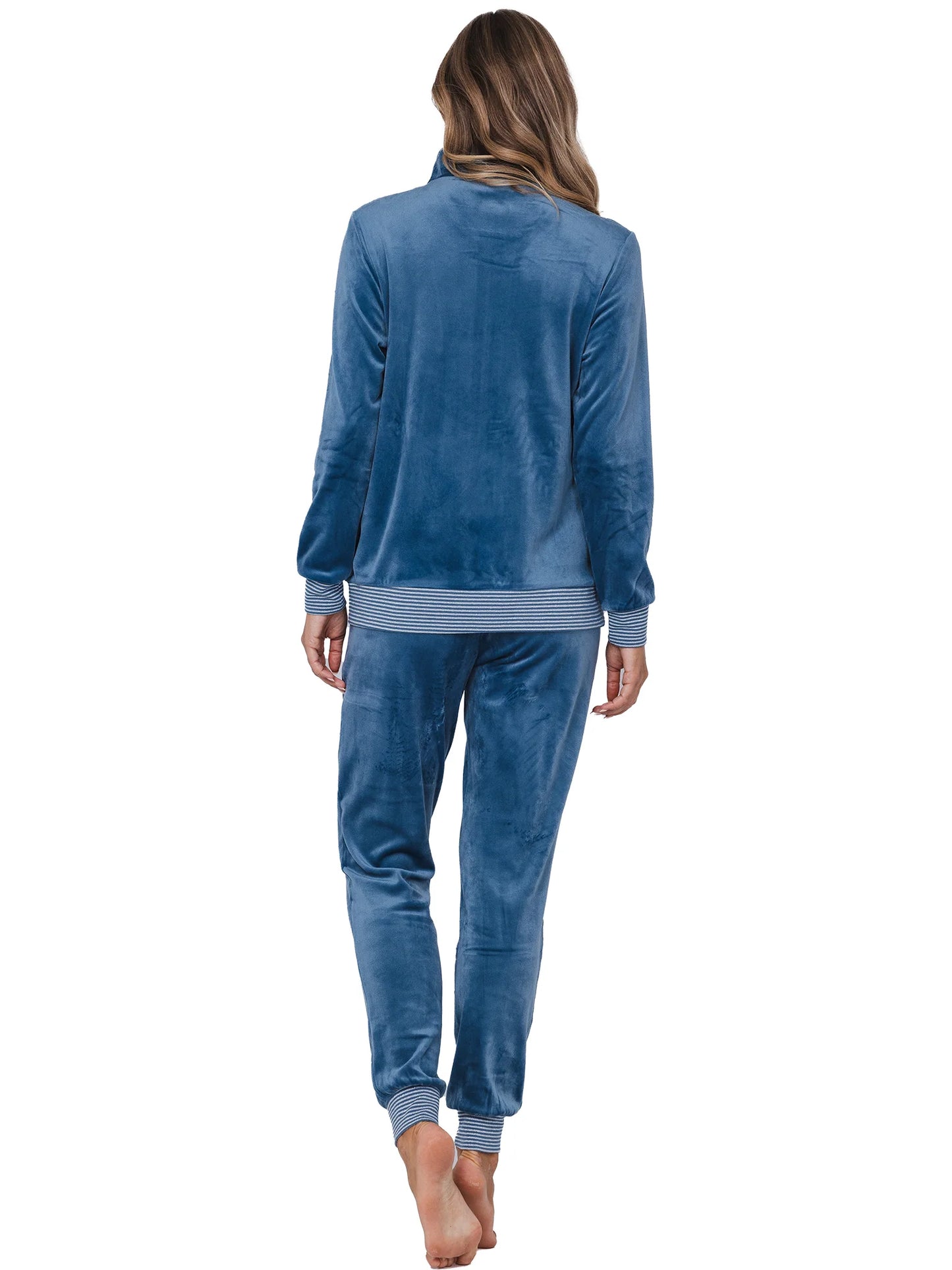 Pastunette huispak velours met rits - Blue Mirage 181252-108-1 - Blauw