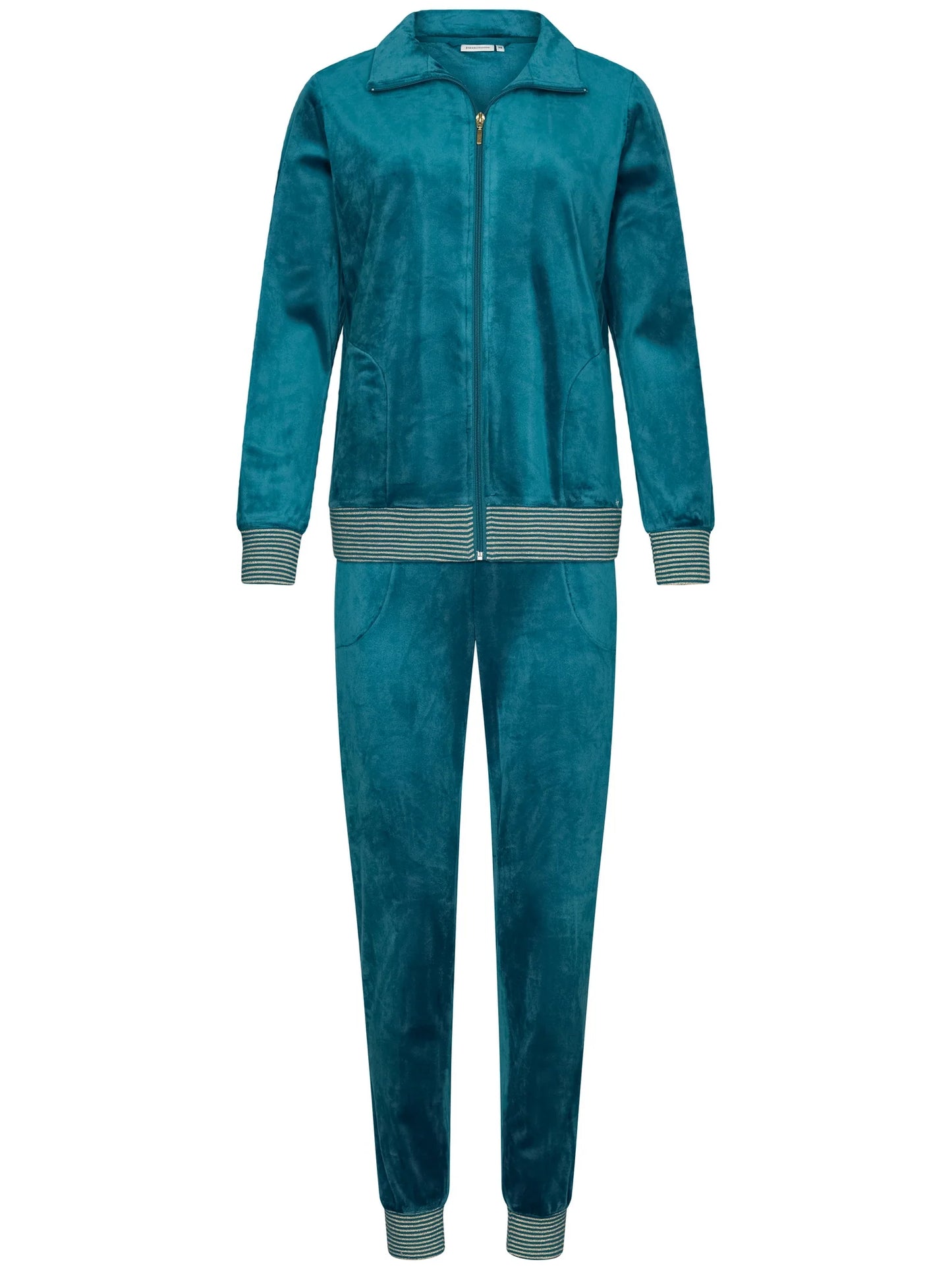 Pastunette huispak velours met rits - Blue Mirage 181252-108-1 - Donker groen petrol