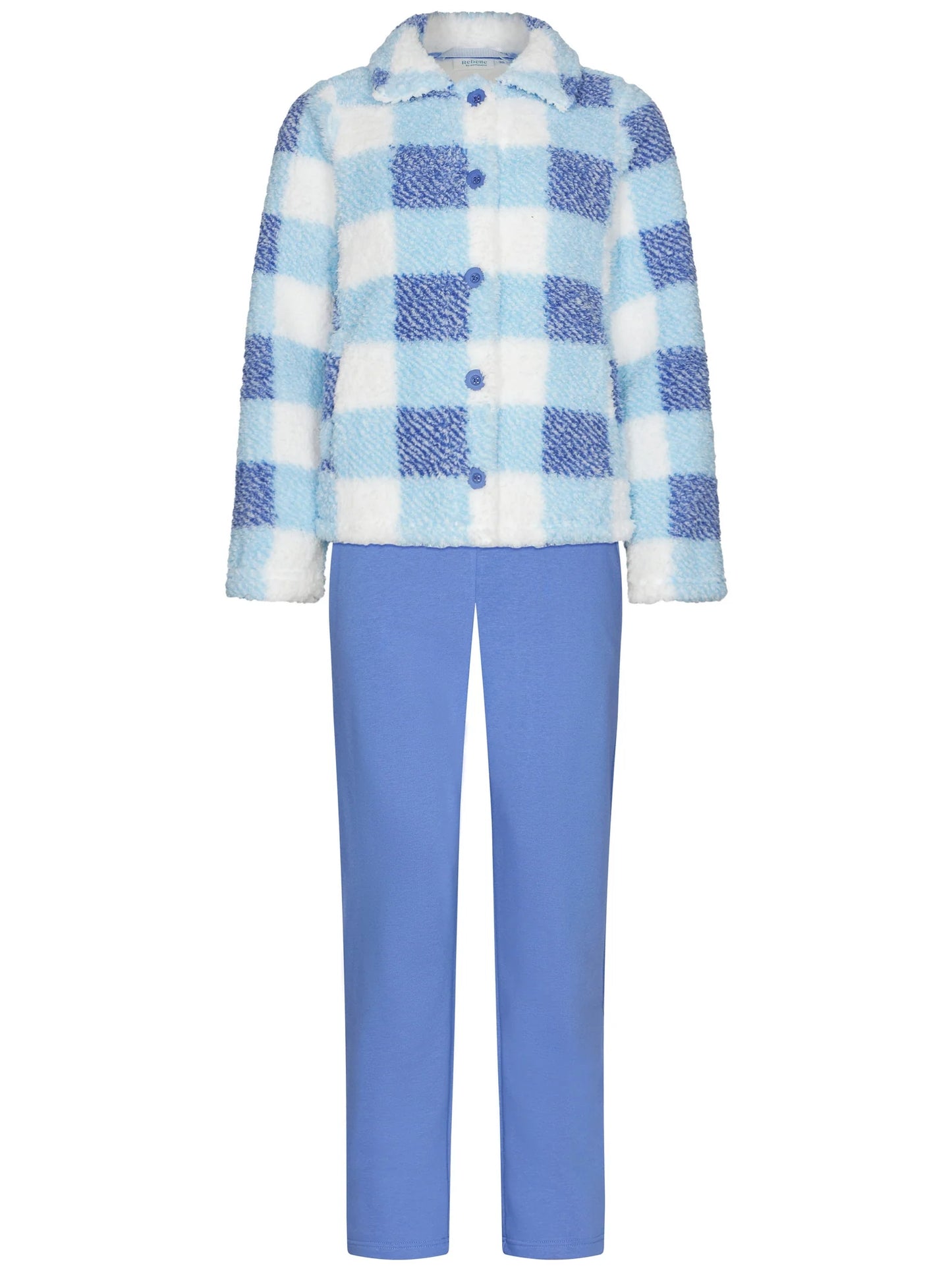 Pastunette huispak fleece met knopen - Frozen Sky 181252-614-1 - Blauw