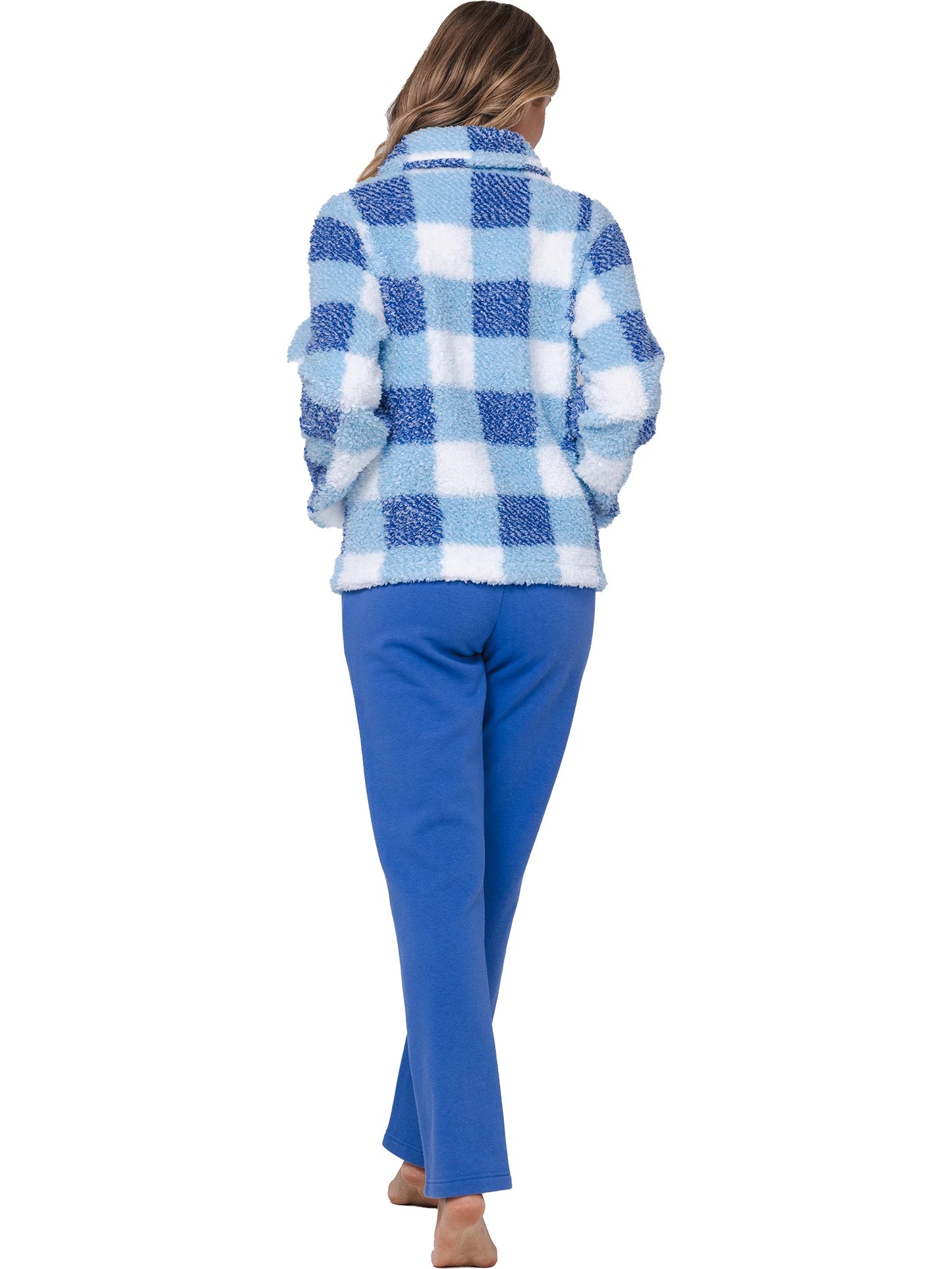 Pastunette huispak fleece met knopen - Frozen Sky 181252-614-1 - Blauw