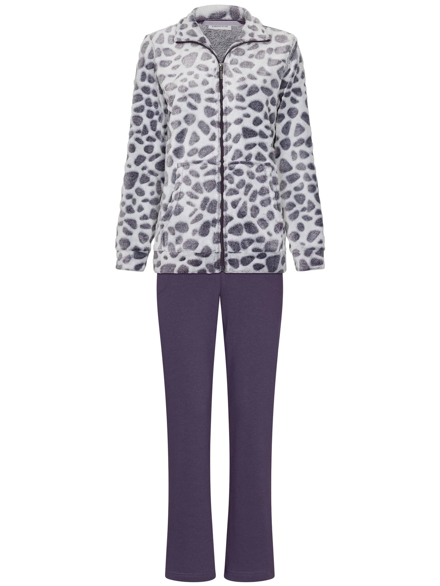 Pastunette huispak fleece met rits - Purple Pebbles 181262-182-1 - Donker Paars