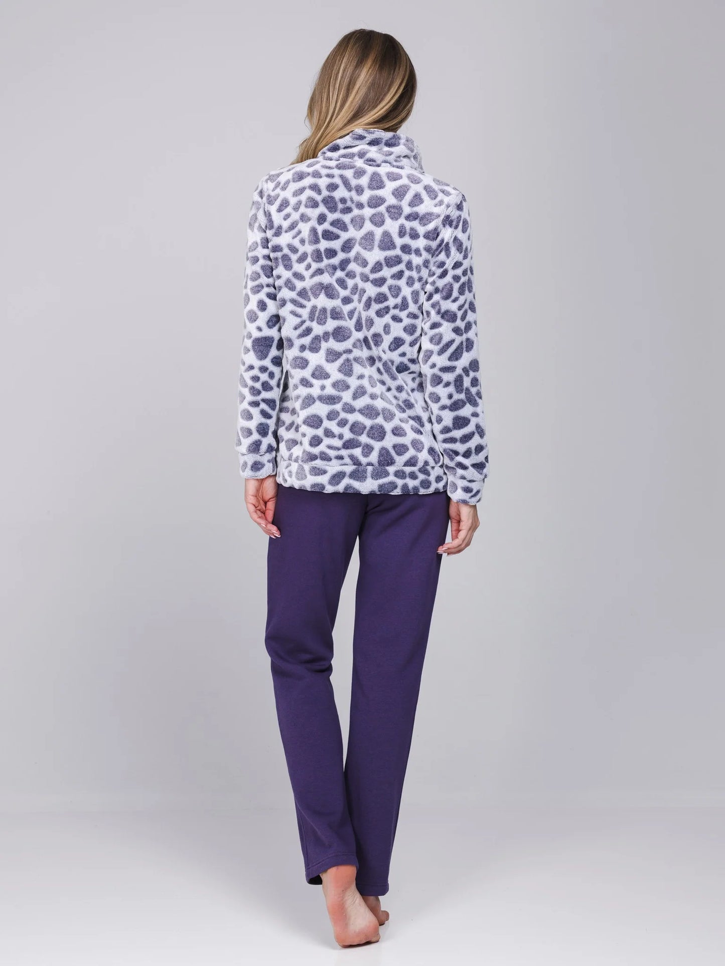 Pastunette huispak fleece met rits - Purple Pebbles 181262-182-1 - Donker Paars