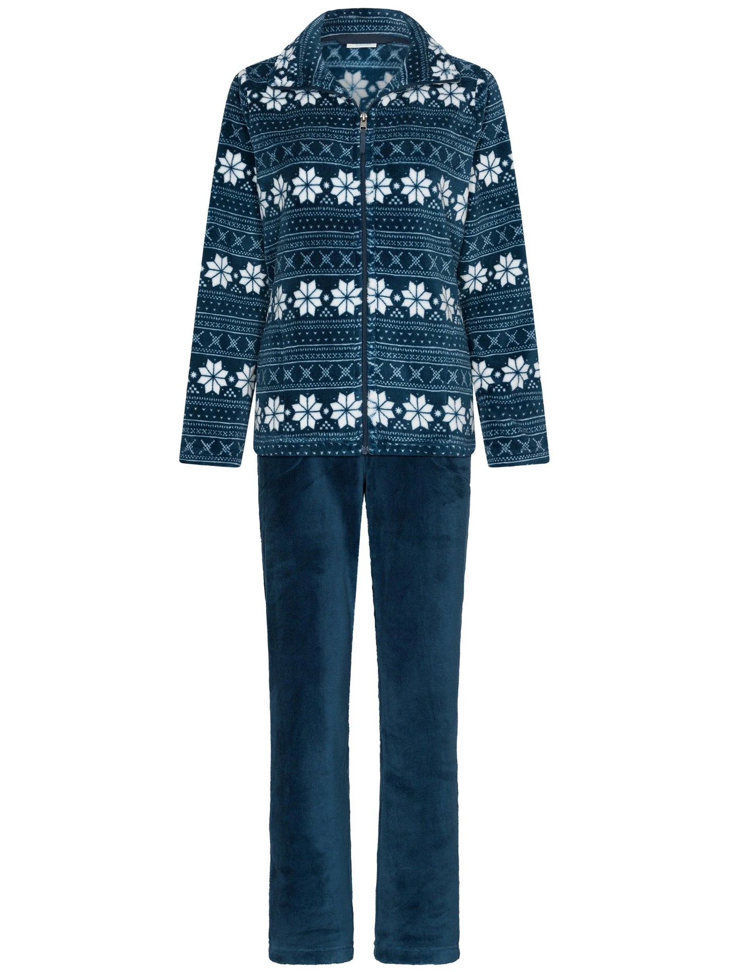 Pastunette huispak fleece met rits - Snowy Sparkle 181262-634-1 - Donker Blauw