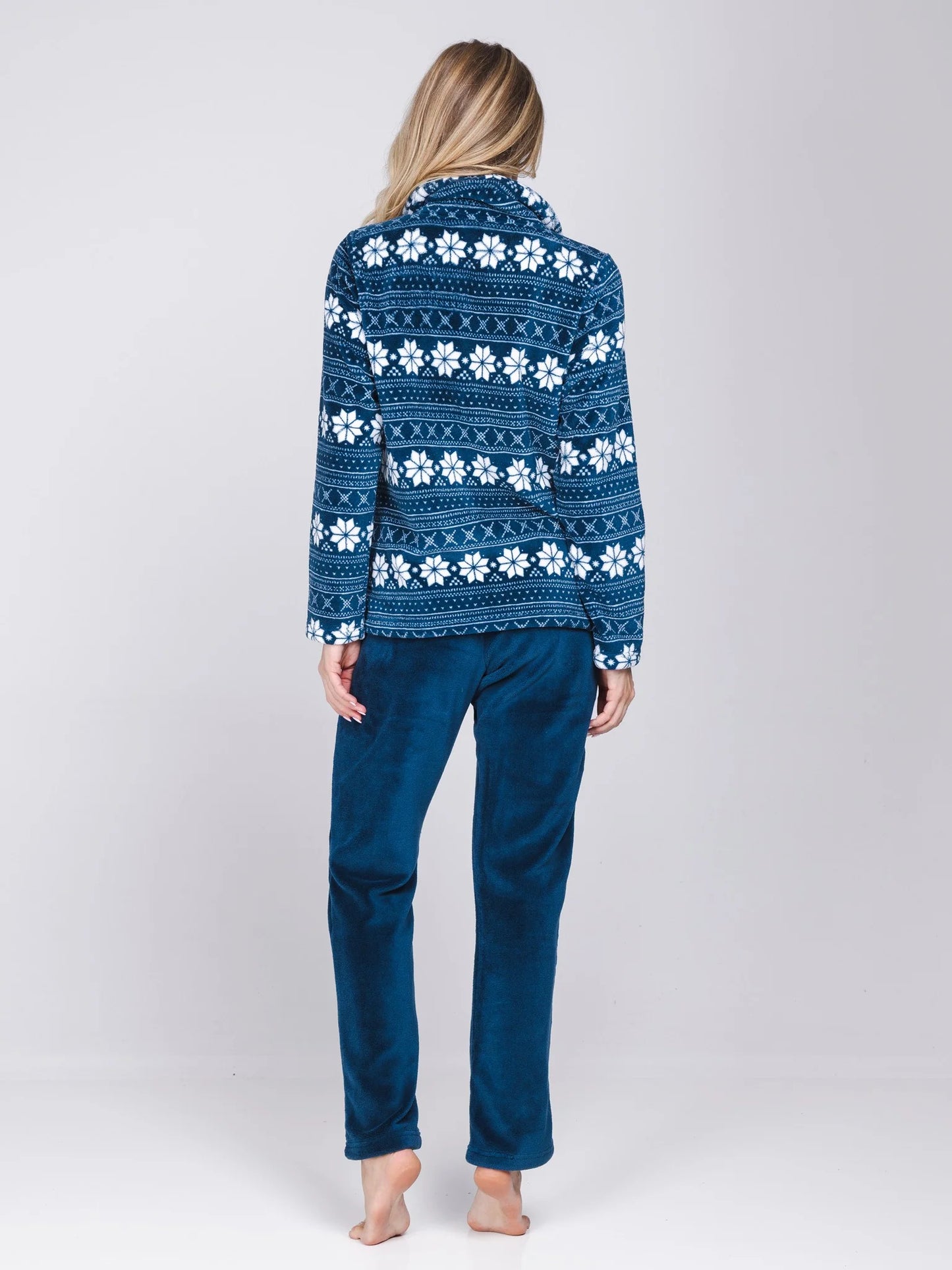 Pastunette huispak fleece met rits - Snowy Sparkle 181262-634-1 - Donker Blauw