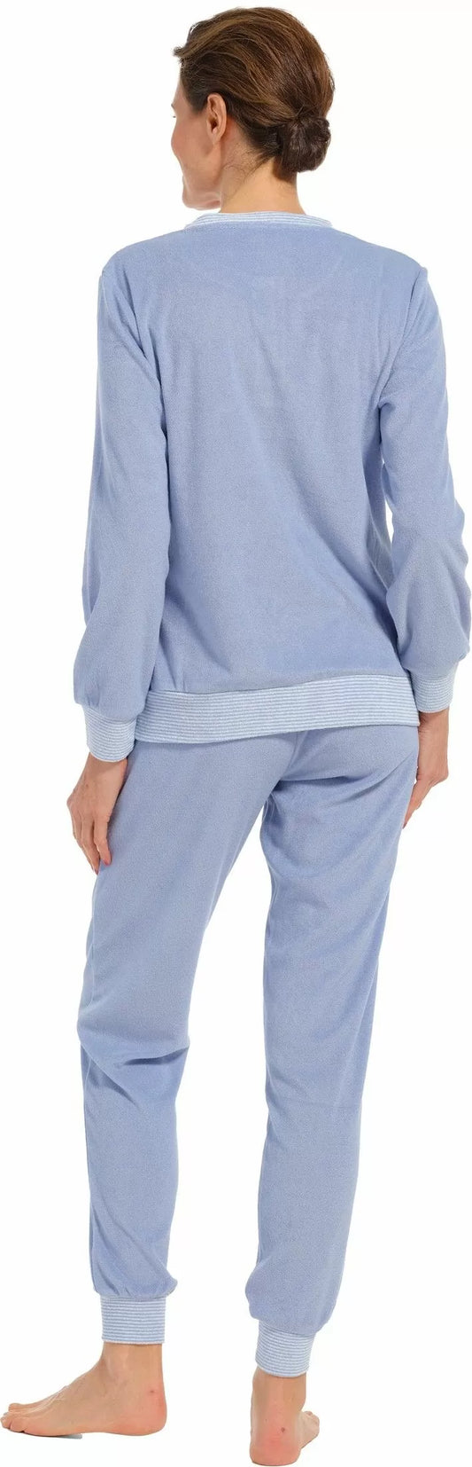 Pastunette Badstof Pyjama stretch met boorden - 20232-174-4 - blauw