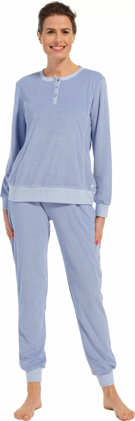 Pastunette Badstof Pyjama stretch met boorden - 20232-174-4 - blauw